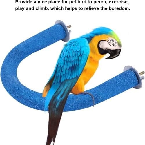 Pet Bird Rough-surfaced Wooden Wall Suction Cup Perch Pet Stand Stick Platform Rack Cage Toy for Beak Paw Grinding Stand