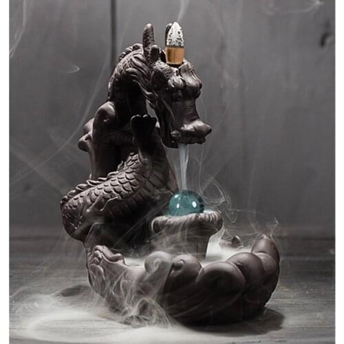 CERAMIC BACKFLOW INCENSE BURNER CREATIVE HOME DECOR DRAGON INCENSE HOLDER CENSER WITH CRYSTAL BALL HOME ACCESSORIES R237