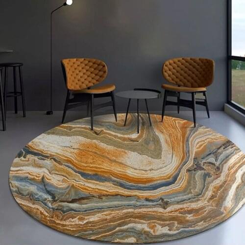 Lava Printed Round Carpet for Living Room Abstract Art Magma Floor Mat for Bedroom Kids Room Computer Chair Parlor Area Rugs
