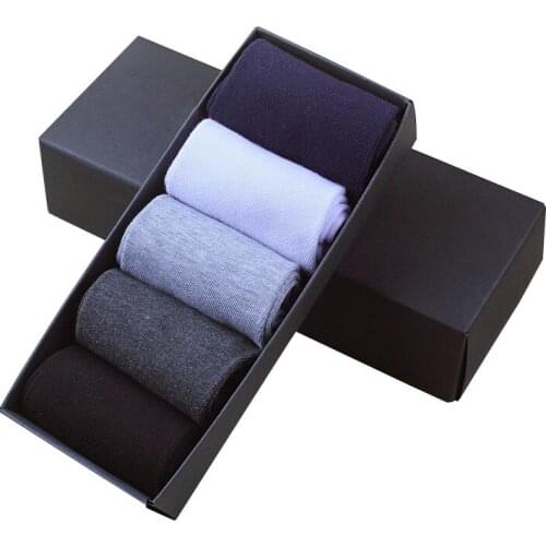 Summer Combed Cotton Breathable Short Business Socks Men Dot Diamond Line Solid Color Socken Formal Dress 5 Pairs Mature Meias