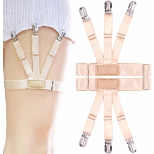 Men Shirt Stays Garters Elastic Tirantes Adjustable Slip Brace Sexy Shirt Holder Crease Resistance Belt Stirrup Suspenders