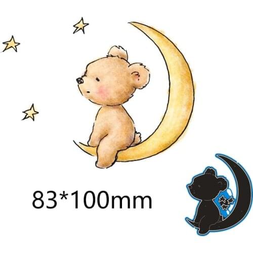 83*100mm Bear sitting on the moon new Metal Cutting Dies for decoration card DIY Scrapbooking stencil Paper Album template Dies