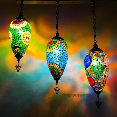 Newest 3 Heads Turkey ethnic customs handmade Mosaic lamp romantic cafe restaurant bar tree Pendant light bar Pendant lamp