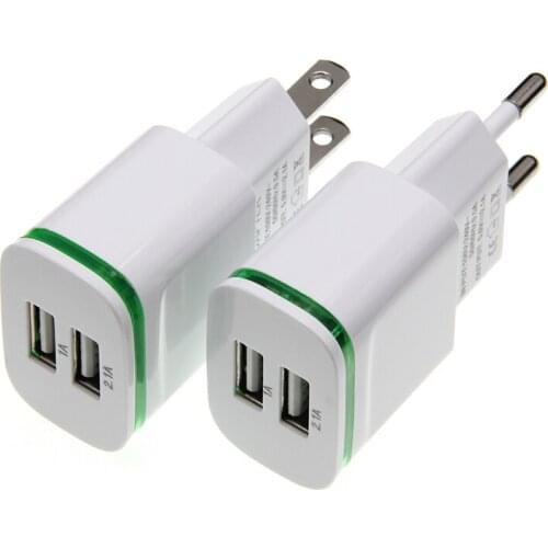 Newest 2 Ports LED USB Charger For Redmi Note 7 Tablets EU/US Plug Charging Adapter Mobile Phone USB Wall Chargers 300pcs