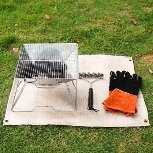 Barbecue Fire Blanket Glass Fiber Insulation Mat Outdoor Camping Fire Cloth High Temperature Anti-Scald Flame Retardant