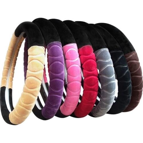 Fashion Winter Car Steering Wheel Cover Case for Most Steering-Wheel Soft 37-38 CM 14.5 "-15" Braid on Hand Bar Car Accessories