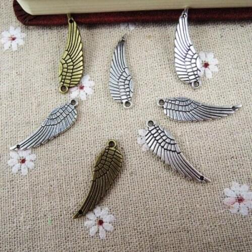 Wholesale 30*9mm 20pcs Metal Alloy Antique Bronze Silver Plated Feahter Charms For Bracelets DIY Jewelry Craft Findings ZN-73