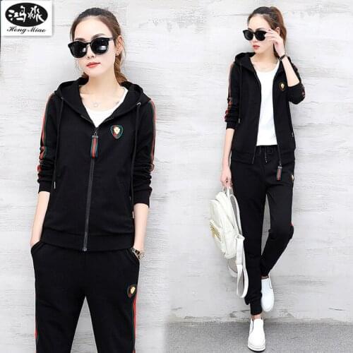 2017 Autumn Women Sets New 3 Picecs Long-sleeves Zipper Hoodies Solid Color Casual Sweatshirt Fashion Sets Plus Size