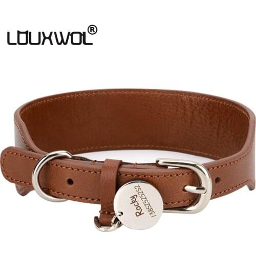 LOUXWOL Dog Collar Genuine Leather Collar for Dog Walking Running for Small Medium Large Dog Cat Accessories Pet Supplies