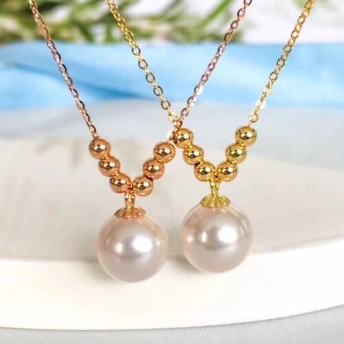 Real AU 750 18K Gold Necklace Mountings Findings Jewelry Mounts Settings Accessories Parts for Pearls Agate Coral Crystals Jade