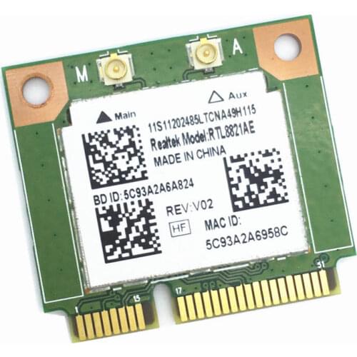 Realtek RTL8821AE 802.11AC 433Mbps WiFi Bluetooth 4.0 Combo Half Mini PCI-e Wireless Card