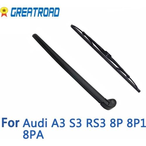 Wiper 14" Rear Wiper Blade & Arm Set Kit For Audi A3 S3 RS3 8P 8P1 8PA Windshield Windscreen Rear Window