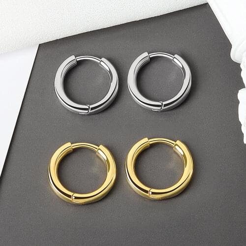 Thick Circle Shape Geometric Earrings Brass Gold Hoop Earrings for Women Chic Stylish Earrings Celebrity Silver Color Jewelry