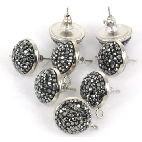 Earrings Jewelry Findings Pins Needles Dense Pave Setting Rhinestone Silver Ear Nail with Earring Back Accessory for DIY Making