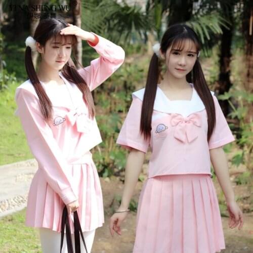 Sakura Light Pink Blue Japanese School Uniform Skirt JKUniform Class Sailor Suit College Wind Female Students Anime Uniforms New