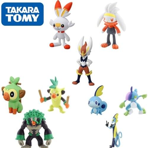 TAKARA TOMY Pokemon Anime Figure Cinderace Inteleon Rillaboom Evolutionary Form PVC Action Figure Model Toys For Kids Gifts