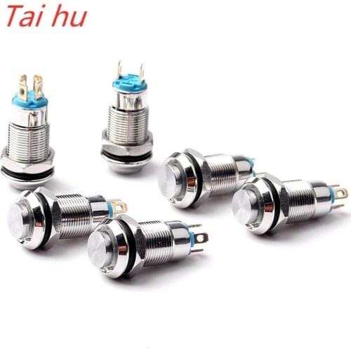 8mm Waterproof Latching Maintained High Round Stainless Steel Metal Push Button Switch Light Shine Car Horn Fix 3V 5V 12V 24V