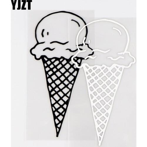 YJZT 6.6×13.2CM Waffle Cone Ice Cream Dessert Vinyl Decals Bumper Window Car Sticker Decor Black / Silver 10A-0718