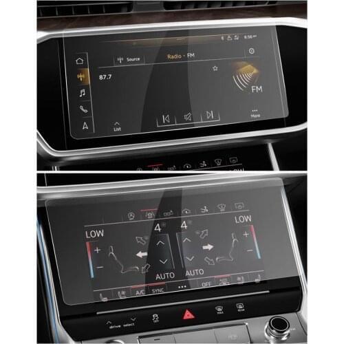 LFOTPP Auto Interior Protective Sticker For A6 A7 2019 2020 Car Up And Down Screen+Rear Air Conditioning Screen Protector 3 Pcs