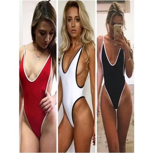 Ladies Sexy Underwear One-Piece Swimsuit Thongs Three-Point Sling V-neck Beach Bhing Suit Womens Swim Shorts