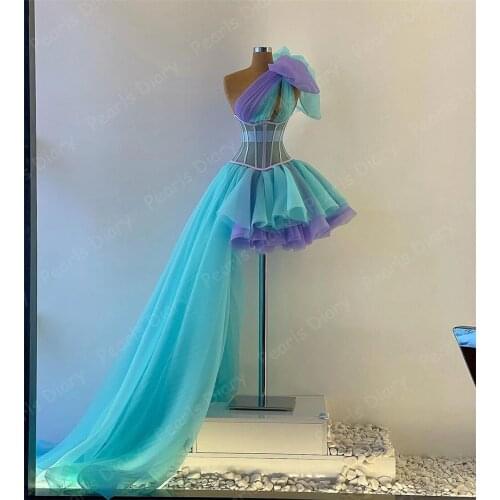 Middle East 2021 Robes De Soiree Prom Dresses One Shoulder Bow Shoulder Evening Wear Women Party Night Gowns Arabic Dubai Custom