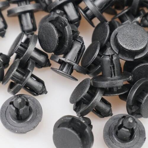 50pcs 8mm Diameter 8mm Black Plastic Auto Fasteners Rivets Clips Vehicle Car Bumper Door Panel Fender Liner Clips Retainer
