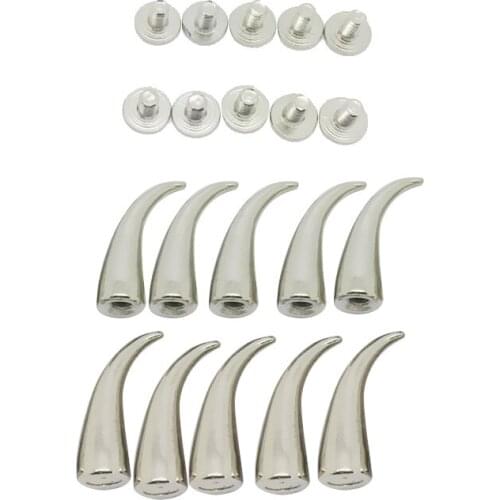 10 PIECES SPIKES CONE SCREWBACK SILVER NICKEL BULLET PUNK RIVETS LEATHER BAGS CRAFT CLOTHING STUDS FASHION