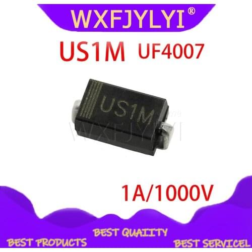 100PCS SMD US1M UF4007 1A/1000V SMA fast recovery diode rectifier New Original