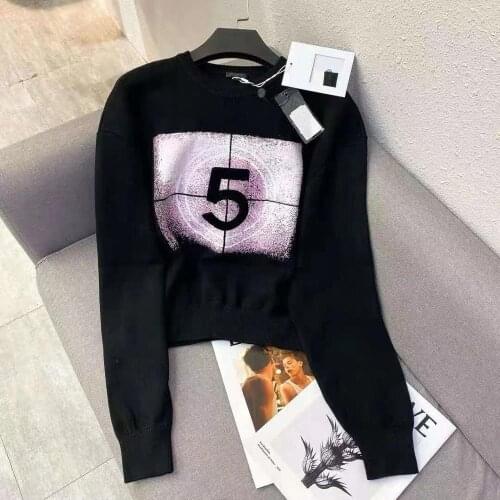 119512 High quality 2021 women Pullover RUNWAY fashion winter cashmere long sleeve design sweatshirt