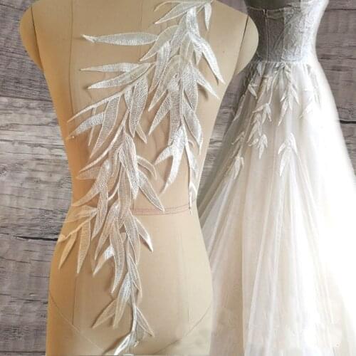 2pc Craft White Collar Venise Leaf Lace Applique Trim Decorated Neckline neck Collar Sewing Dress Decor Accessories Floral