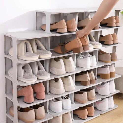 4Pcs/6Pcs Shoe Racks Space-saving Simple Combination Shoebox Shoe Cabinet Storage Box for Bathroom Dormitory Home Decor