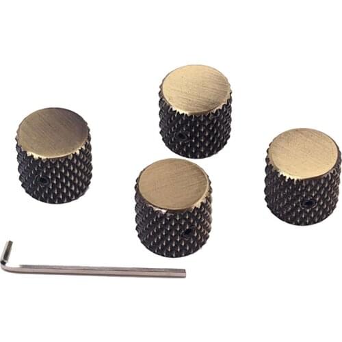 4pcs Volume Tone Control Knobs Switches Potentiometer Caps Aluminium Alloy Knob for Electric Guitar Bass Screw Type