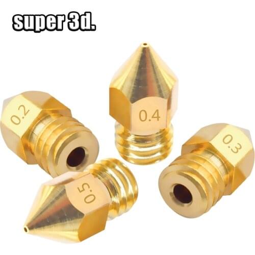 5/10pcs lot MK7 MK8 Nozzle 0.2mm 0.4mm 0.3mm 0.5mm Copper extruder nozzle For Mega CR10 CR10S Ender-3 3D Printer Accessories