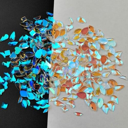 50pcs Nail Art Rhinestones Aurora Symphony Transparent Flatback Glass Nail Rhinestones Set For Decorations Design