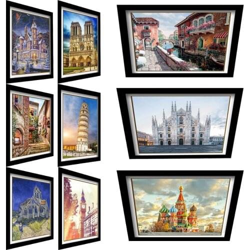 Diamond Painting Famous Buildings Russian red building 5D DIY Mosaic Diamond Emb roidery Pizza Leaning Tower Full Square/Round