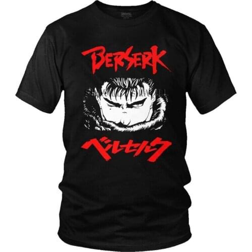 Berserk Guts T Shirts Men Short Sleeve Cotton T-shirts Kentaro Miura Anime Manga Gattsu Tee Tops Fashion Tshirt Gift Idea