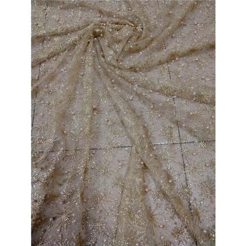 JRB-10273 Glued glitter sequins Tulle Lace Fabric with beads shinny Lace Fabric Nigerian French Fabric for wedding dress