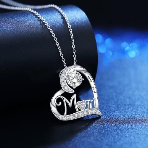 BONISKISS 925 Sterling Silver Heart Necklace 5A Cubic Zircon Mother Child Pendant Necklaces for Women Mothers Day Jewelry Gifts