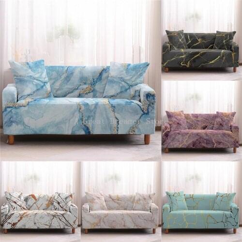 Simple Marble Pattern Elastic Washable Sofa Cover For Living Room Sofa Slipcover Single L-Sofa Protector Couch Cover Custom