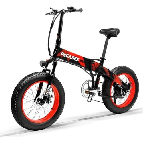 PEGASES Electric Bike 1000W 48V 14Ah Samsung Lithium Battery Ebike with 20inch Fat Tire 7 Speeds Foldable Electric Bicycle