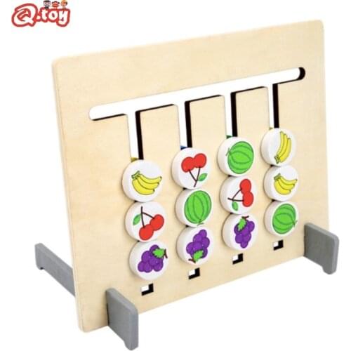 Montessori 2 in 1 logical game wooden matching toy Preschool educational Montessori board games fruit color cognition