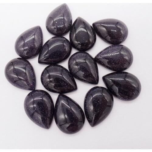 20Pcs 18x13mm Blue Sand Stone Teardrop Cab Cabochon For DIY Jewelry Making Necklace Accessories Boutique Gift