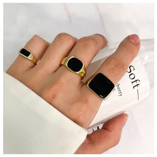 High Quality Black Green Stone Finger Rings For Women Fashion Jewelry Cool Personality Design Ladies Ring Jewellery Girl Gifts