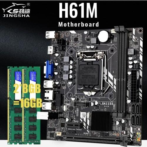 LGA 1155 Motherboard Set for Intel Core i7 / i5 / i3 / pentium / celeron LGA1155 M-ATX Intel with 2*8GB=16GB DDR3 1600Mhz PC RAM