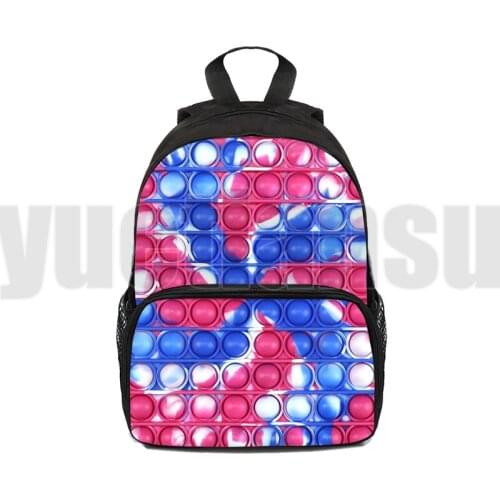 Hot 3D Printed Family Games Pop Fidget Mini Bag Anime POP It Backpack Children Bag Kids Backpack Kindergarten 12/16 Inch Bookbag