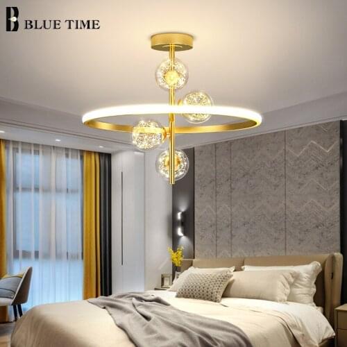 Lustre Modern Led Chandelier Black&Gold Color Ceiling mount Chandelier Lighting for Bedroom Living room Kitchen Dining room Lamp