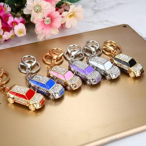 Fashion Rhinestone Car Keychain Ladies Creative Luxury Car Bag Pendant Metal Keyring Gift Wholesale