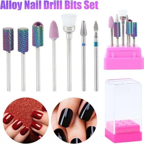7pcs Alloy Nail Art Drill Bits Kit Manicure Pedicure Electric File Tools Set For Machine Milling Cutter Nail Burr Pedicure Tools