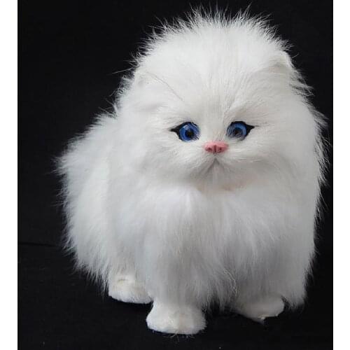 Real Hair Cat Dolls Simulation animal toy cats will meowth childrens pet cat plush toys ornaments birthday gift Electronic Pet