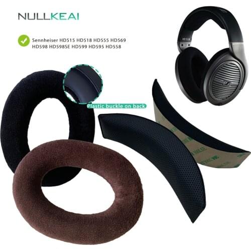 NULLKEAI Velvet Replacement Parts for Sennheiser HD515 HD518 HD555 HD595 HD558 HD569 HD598 HD598SE HD599 Earpads Bumper Headband